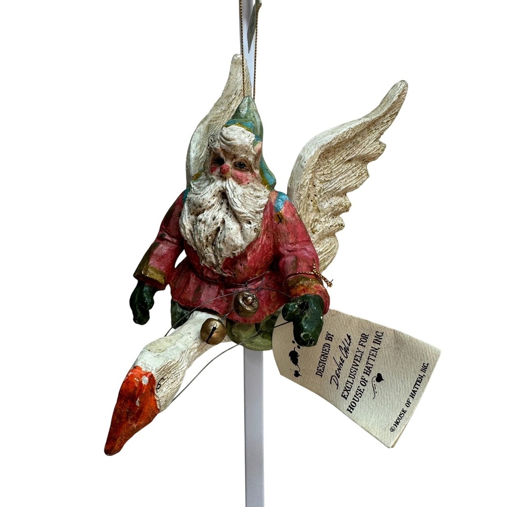 NWT House of‎ Hatten Denise Calla Santa Goose Christmas Ornament Vintage NEW